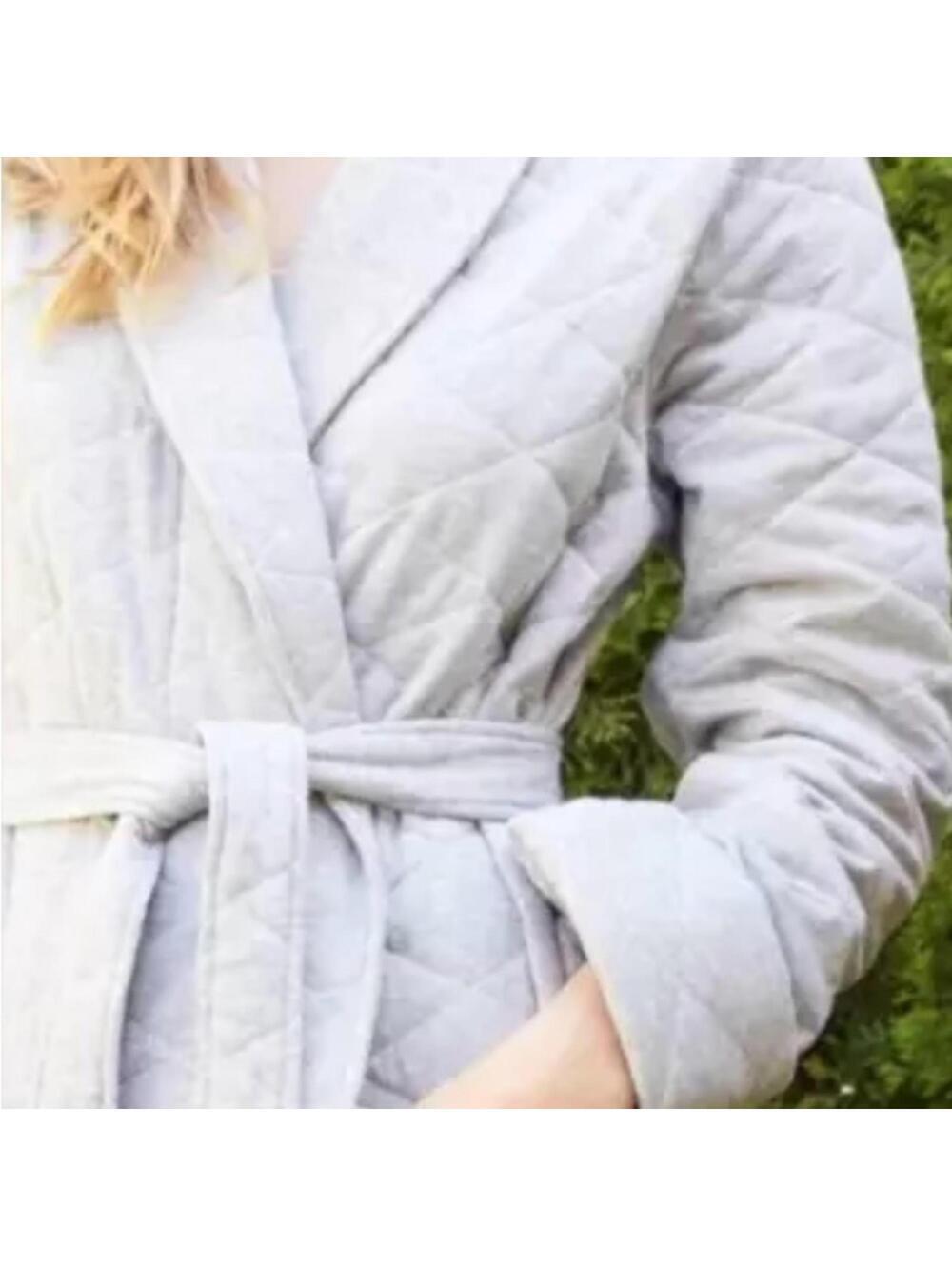 NWOT LAKE Quilted Robe Heather Gray 100% Cotton XS - Picture 3 of 6